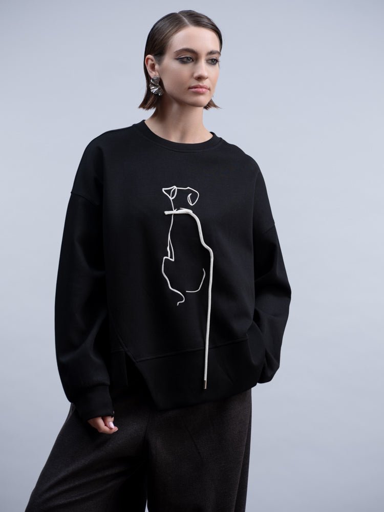 HaakoHaako Black/White Dog Sweatshirt H2002SweaterBlack - Blue Water Clothing