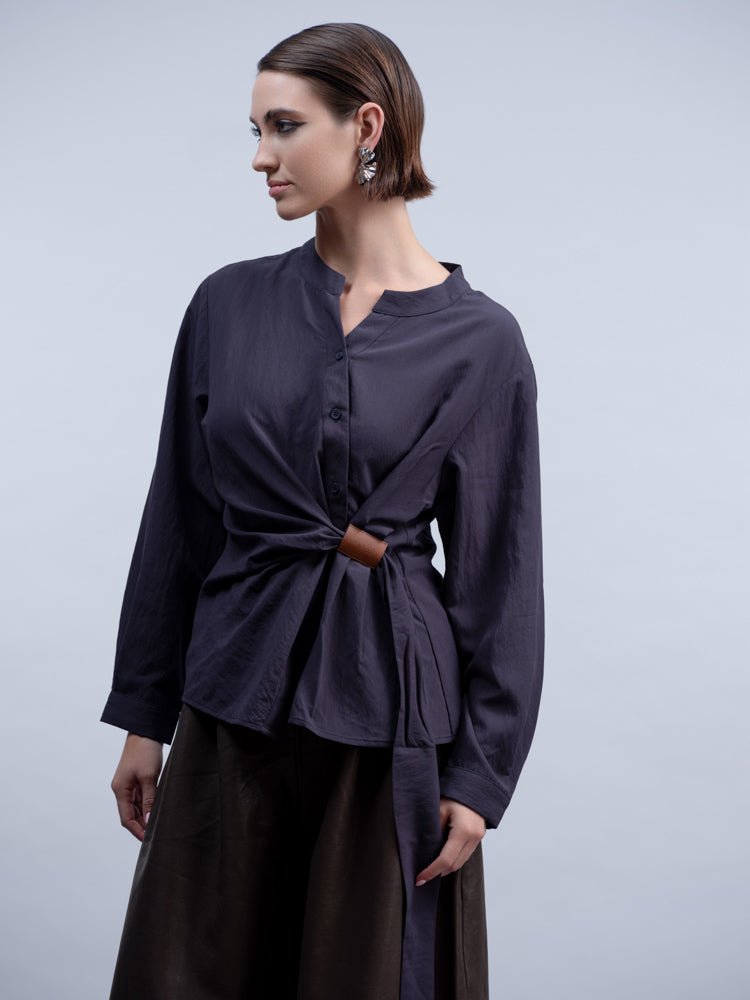 HaakoHaako Pull-Through Detail Blouse H2028BlouseNavy - Blue Water Clothing