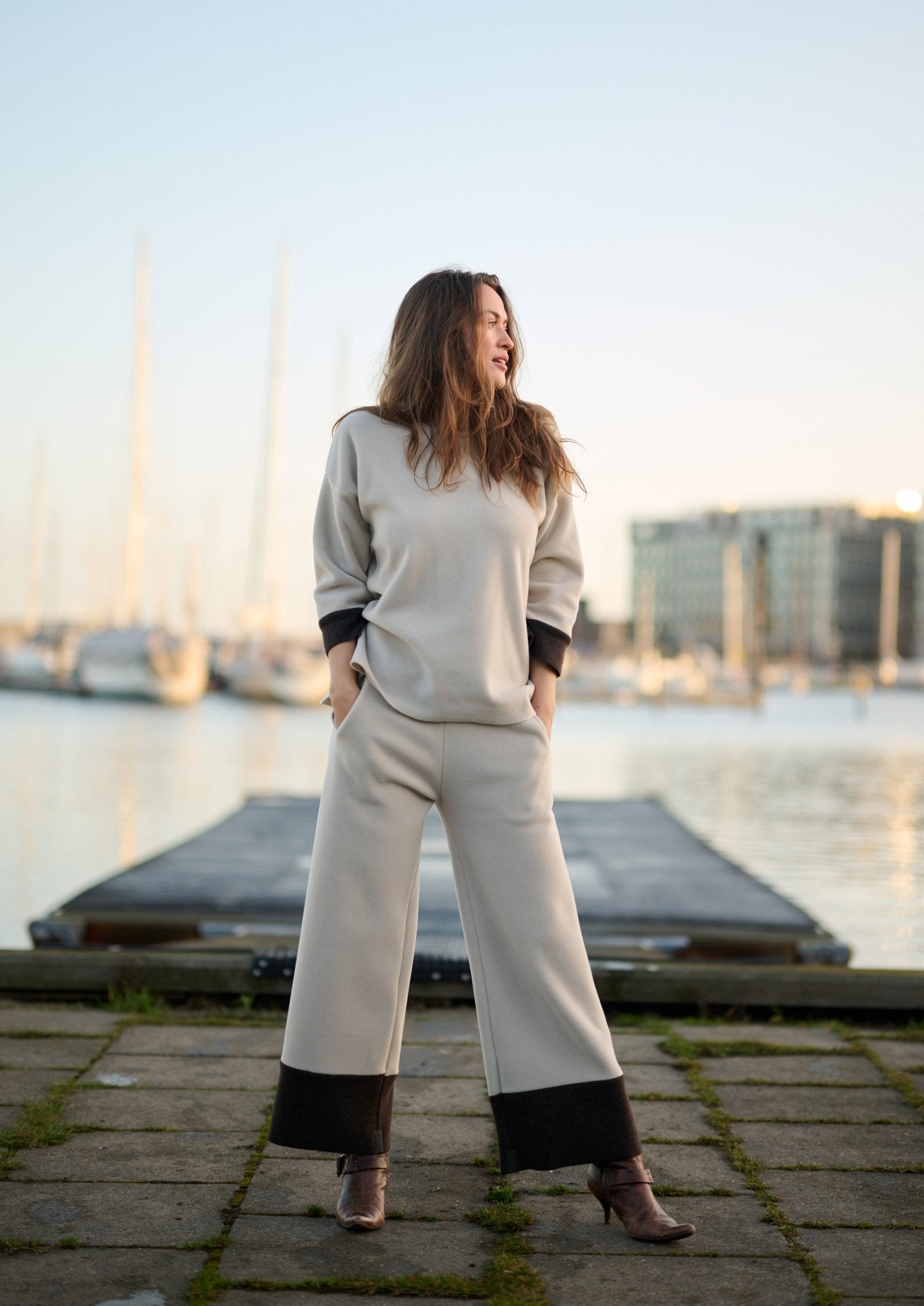 Henriette SteffensenHenriette Steffensen Flare Two Tone Trousers 3/4 LengthBottomsKit/Chocolate - Blue Water Clothing