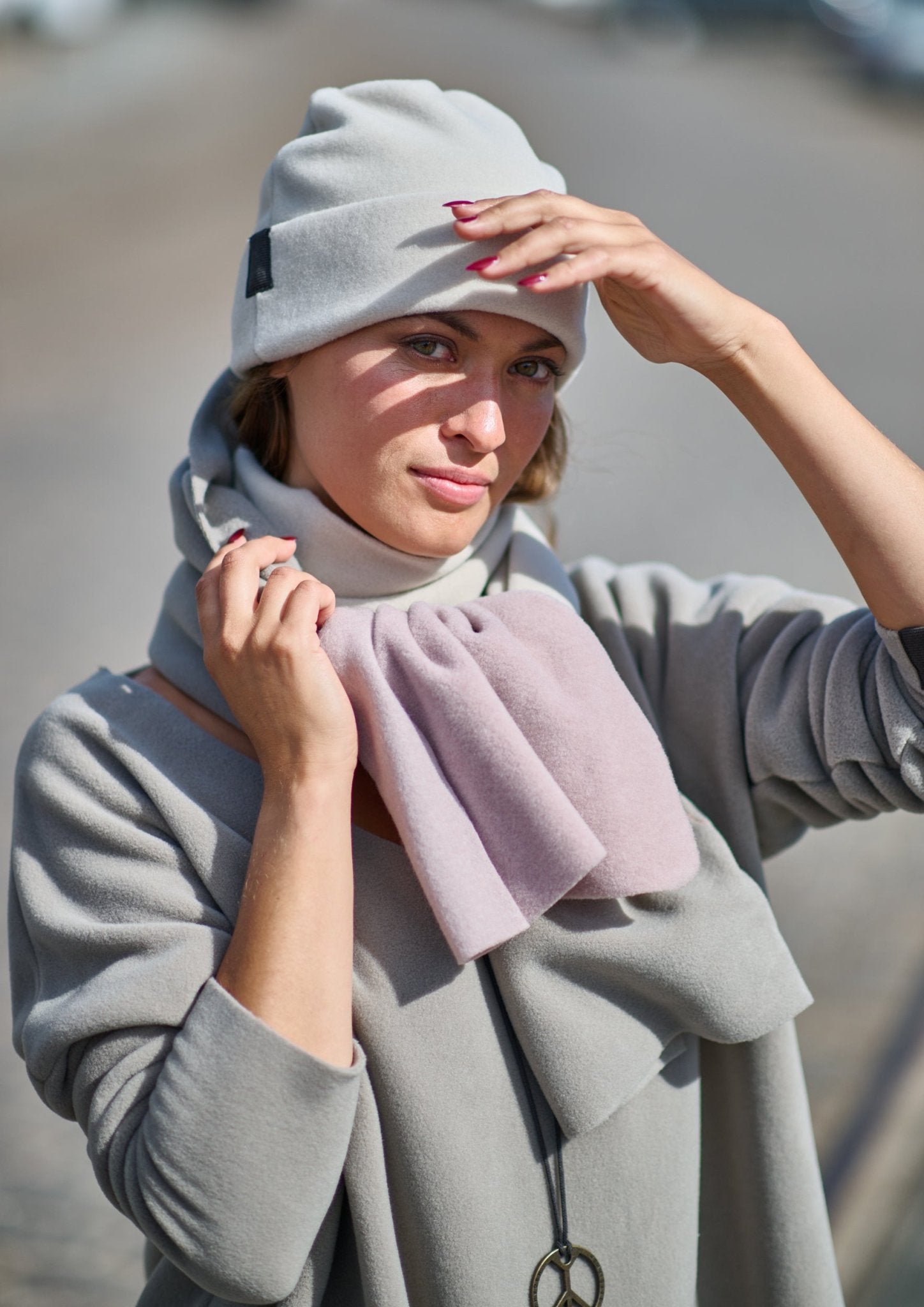 Henriette SteffensenHenriette Steffensen Fleece Beanie HatAccessoriesLight grey - Blue Water Clothing