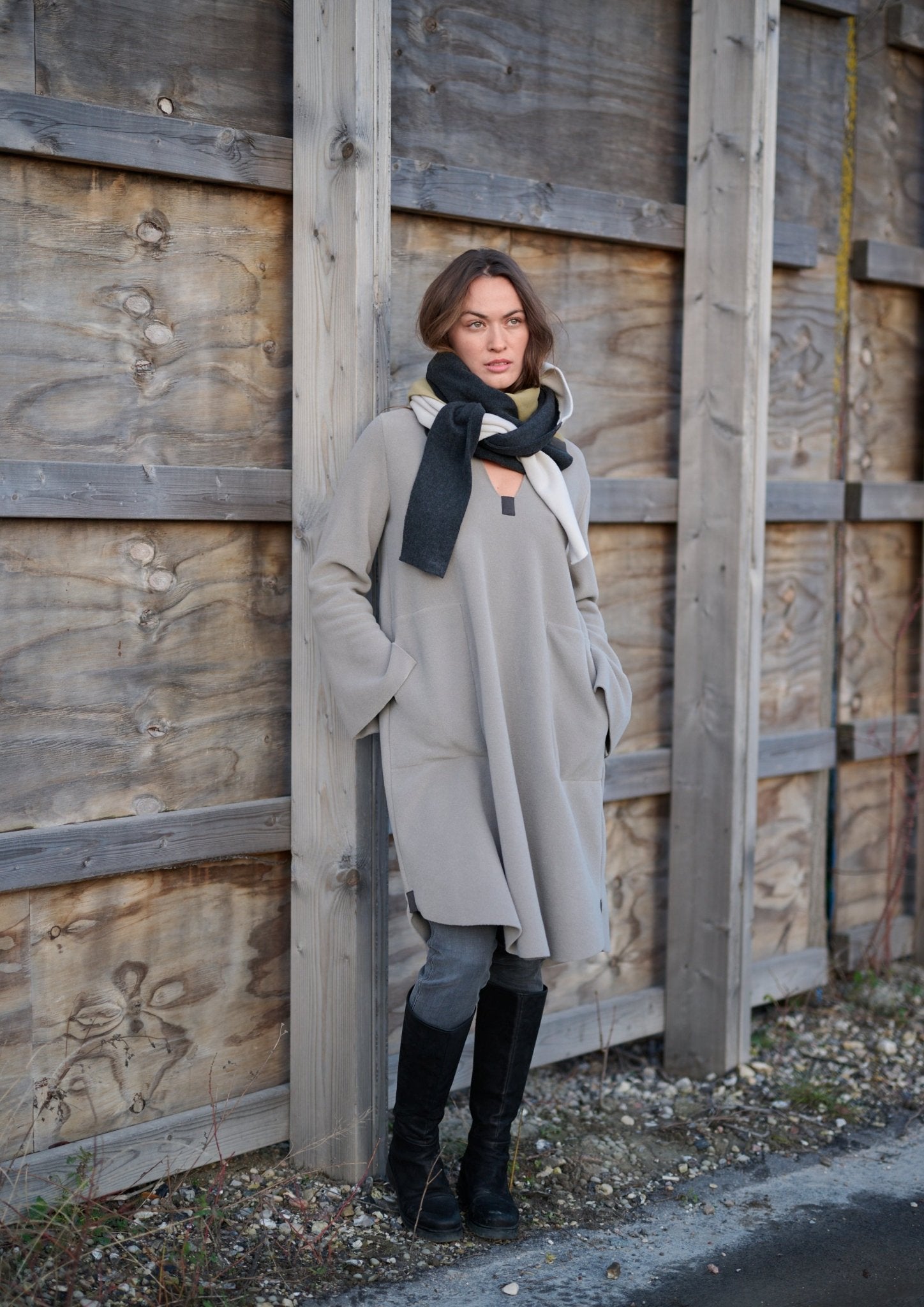 Henriette SteffensenHenriette Steffensen Fleece Tri Colour ScarfAccessoriesOlive/Tomato/Kit - Blue Water Clothing