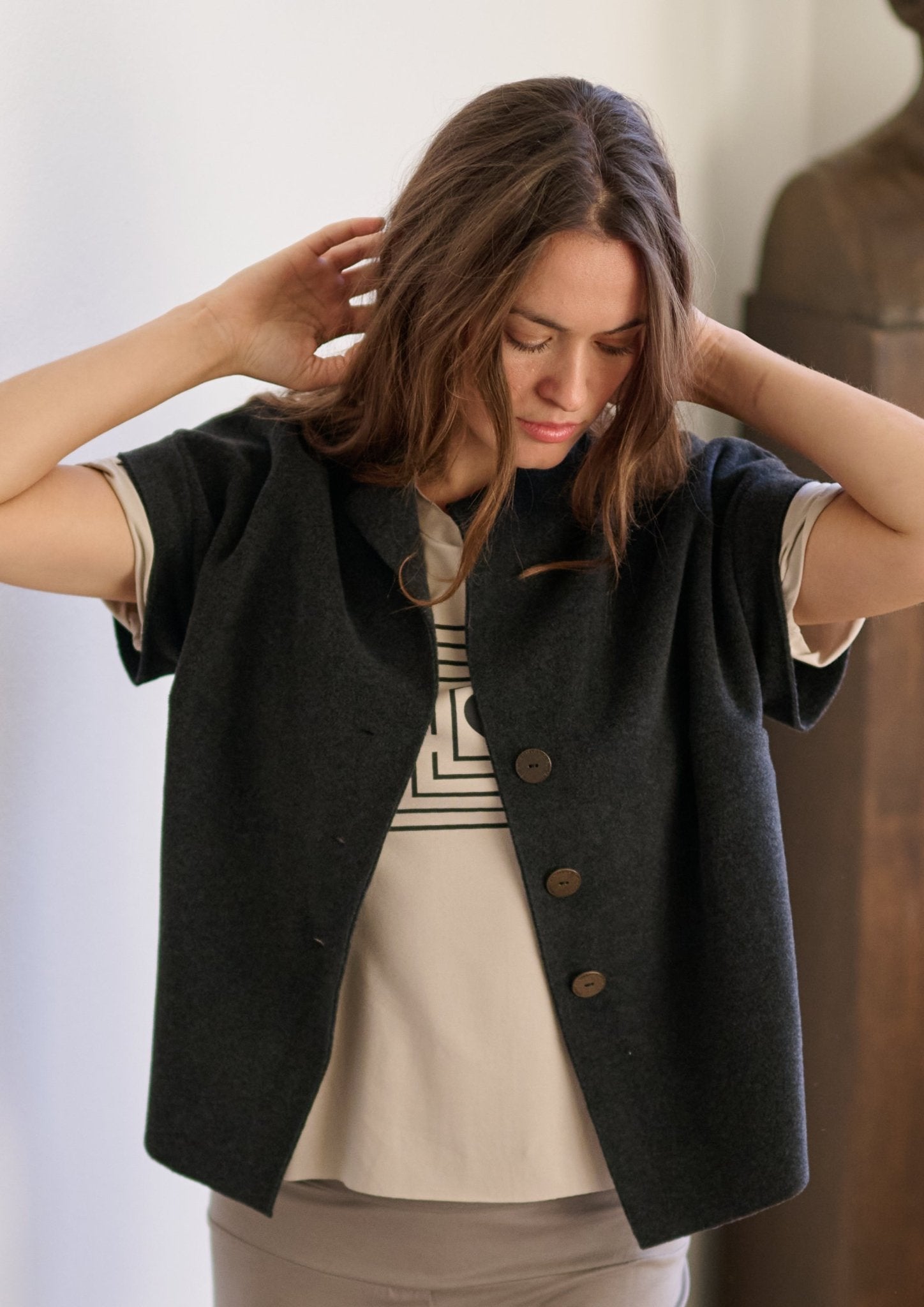 Henriette SteffensenHenriette Steffensen Fleece Vest BlackTopsSoft Black - Blue Water Clothing