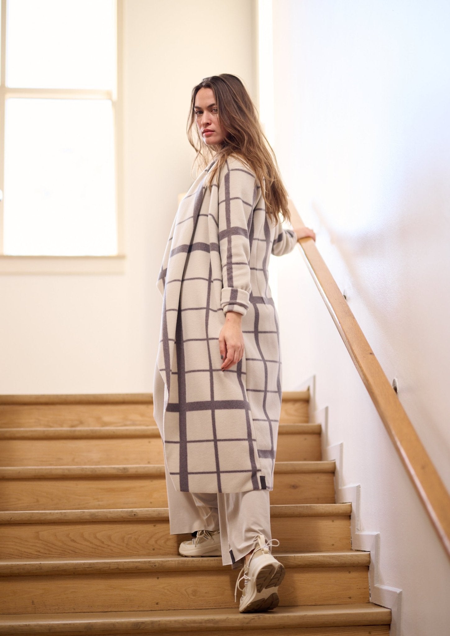 Henriette SteffensenHenriette Steffensen High Neck Check Fleece CardiganTopsClan Print Kit - Blue Water Clothing