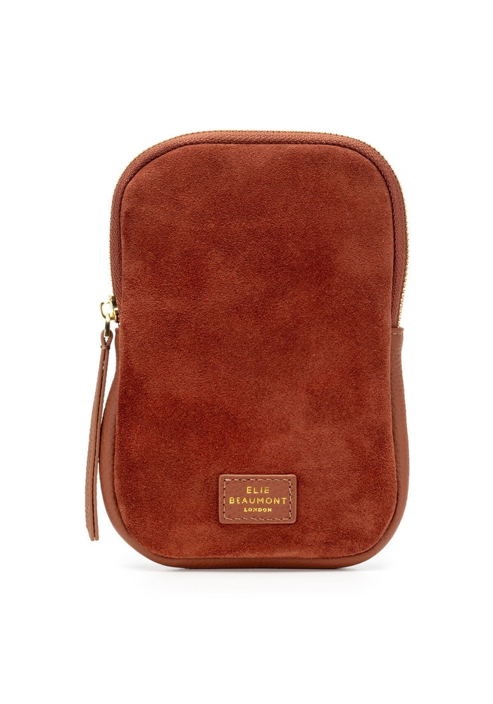 Elie Beaumont Phone Bag zipper - Tan suede