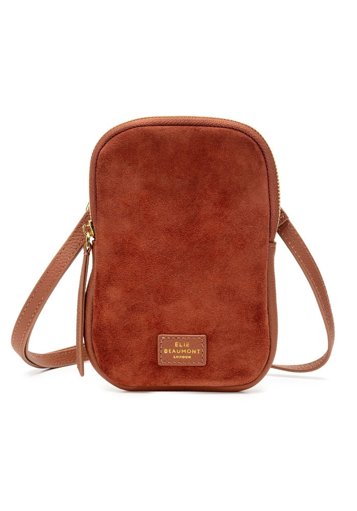 Elie Beaumont Phone Bag zipper - Tan suede