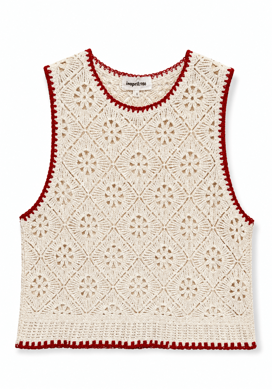 In April 1986In April 1986 Ilham Crochet Tank TopTopsEcru - Blue Water Clothing