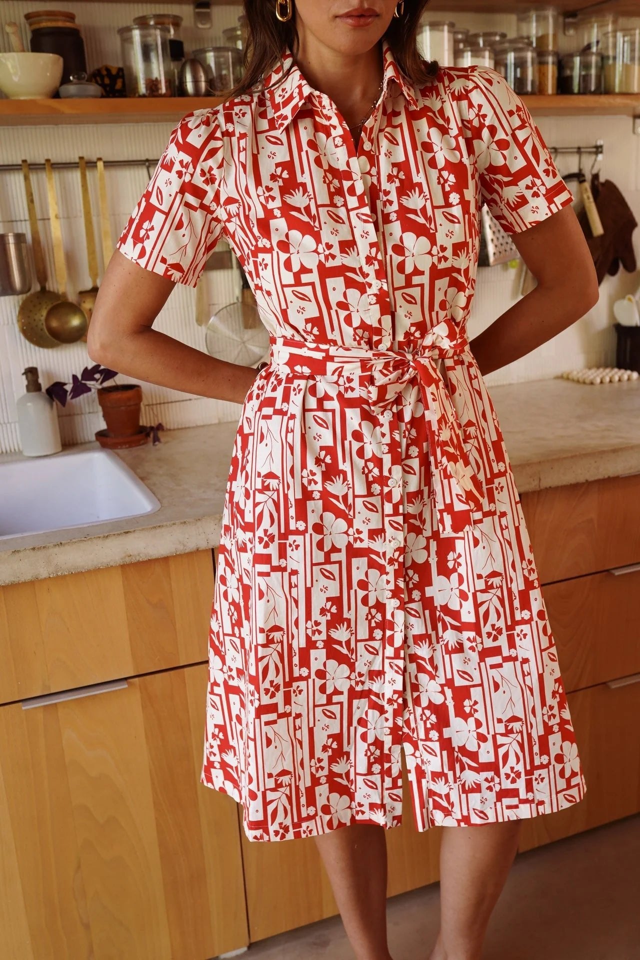 In April 1986In April 1986 Jalne Red Floral DressDressesRed - Blue Water Clothing