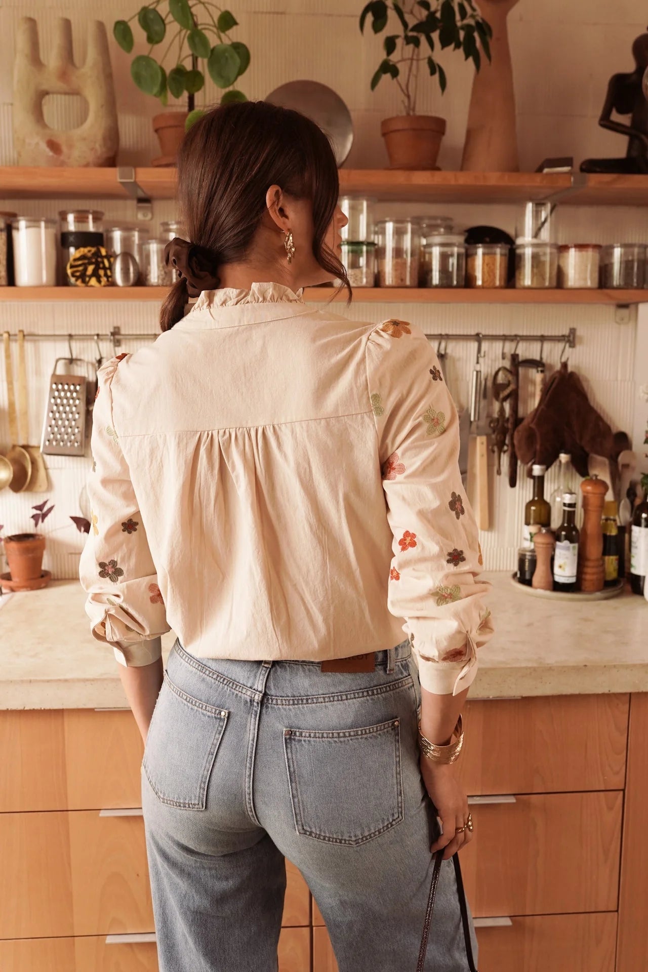 In April 1986In April 1986 Tobias Embroidered Flower Shirt BeigeShirts & BlousesBeige - Blue Water Clothing