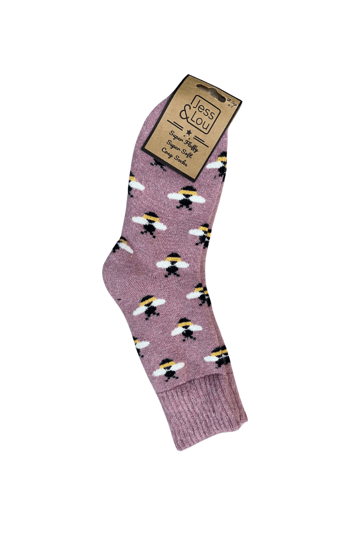 Jess & LouJess & Lou Busy Bee Ribbed SocksSocksPink - Blue Water Clothing