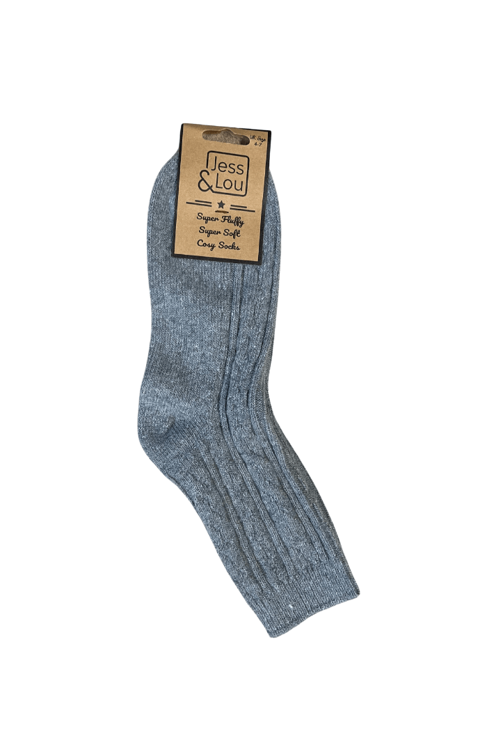 Jess & LouJess & Lou Chunky Cable Ribbed SocksSocksGrey - Blue Water Clothing