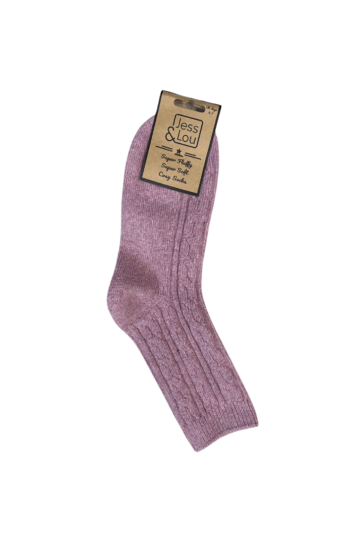 Jess & LouJess & Lou Chunky Cable Ribbed SocksSocksPink - Blue Water Clothing