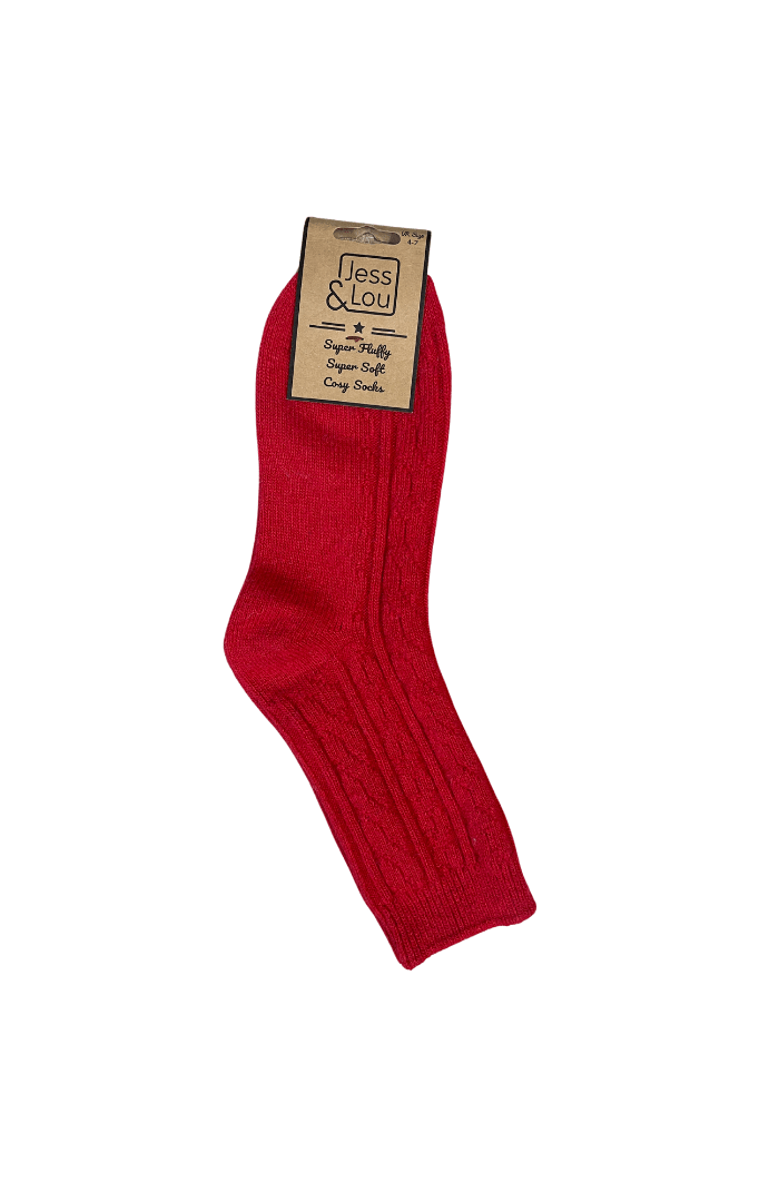 Jess & LouJess & Lou Chunky Cable Ribbed SocksSocksRed - Blue Water Clothing