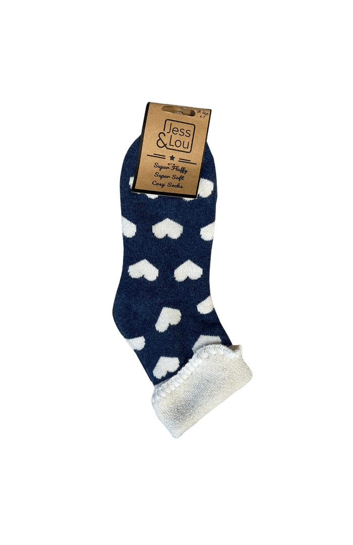 Jess & LouJess & Lou Cosy Fluffy Cuffed Socks Large heartsAccessories4 - 7 - Blue Water Clothing