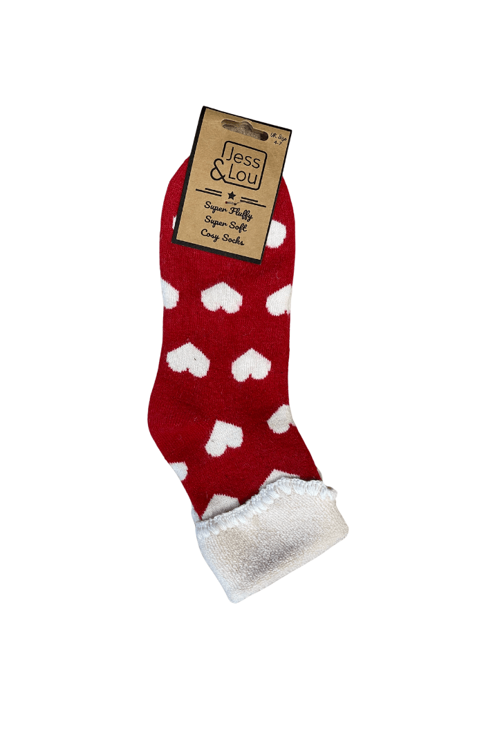 Jess & LouJess & Lou Cosy Fluffy Cuffed Socks Large heartsAccessories4 - 7 - Blue Water Clothing