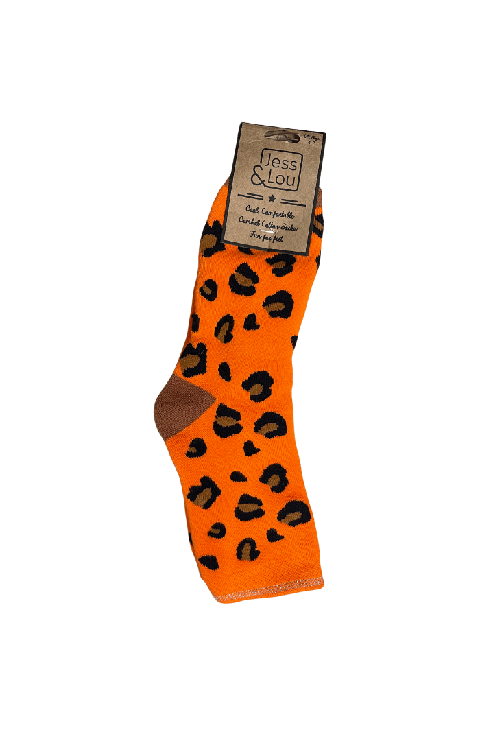 Jess & LouJess & Lou Cotton Vibrant SocksSocksOrange Leopard - Blue Water Clothing