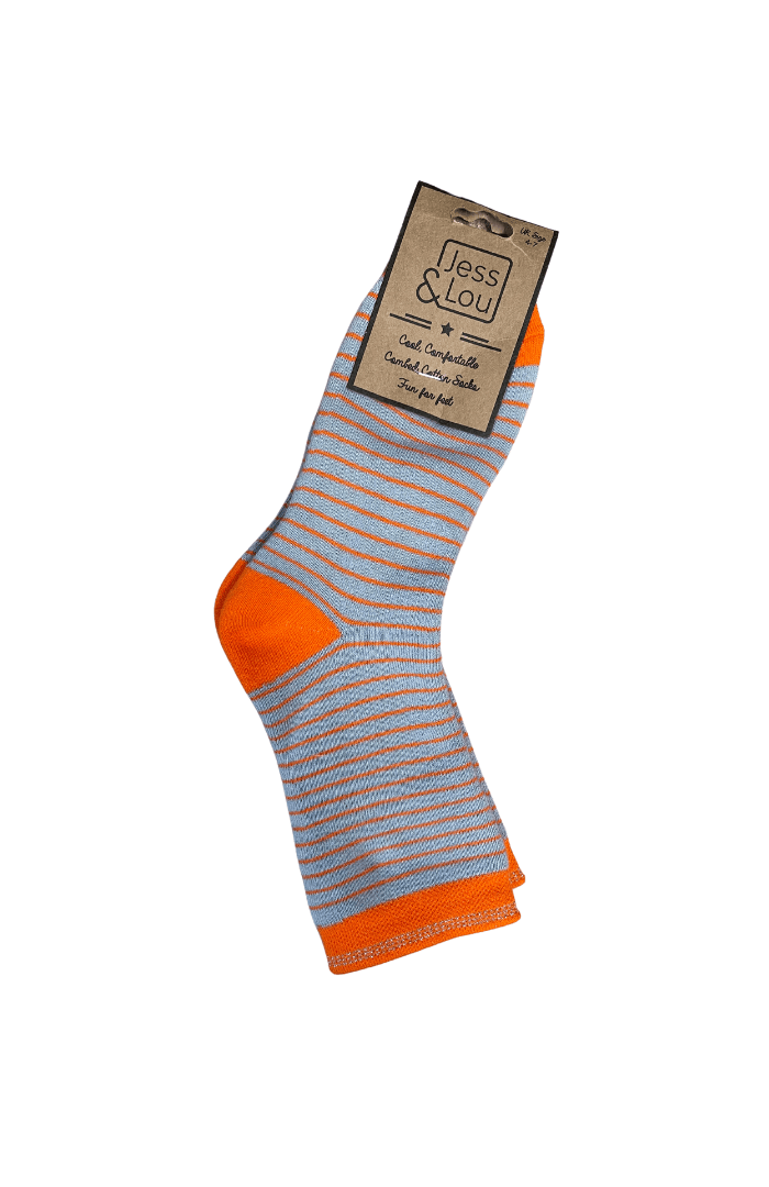 Jess & LouJess & Lou Cotton Vibrant SocksSocksOrange Stripe - Blue Water Clothing