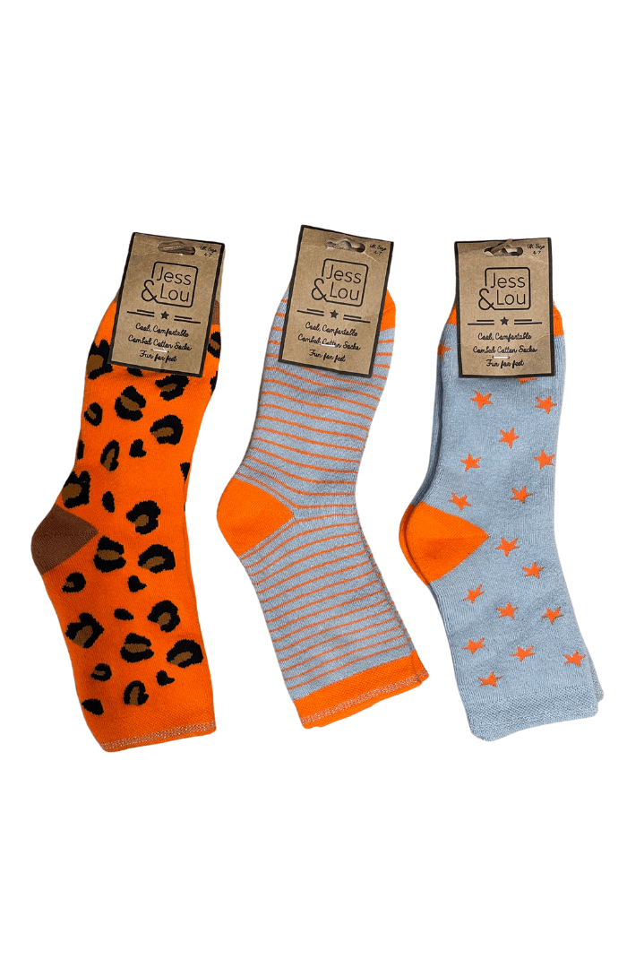 Jess & LouJess & Lou Cotton Vibrant SocksSocksOrange Stripe - Blue Water Clothing