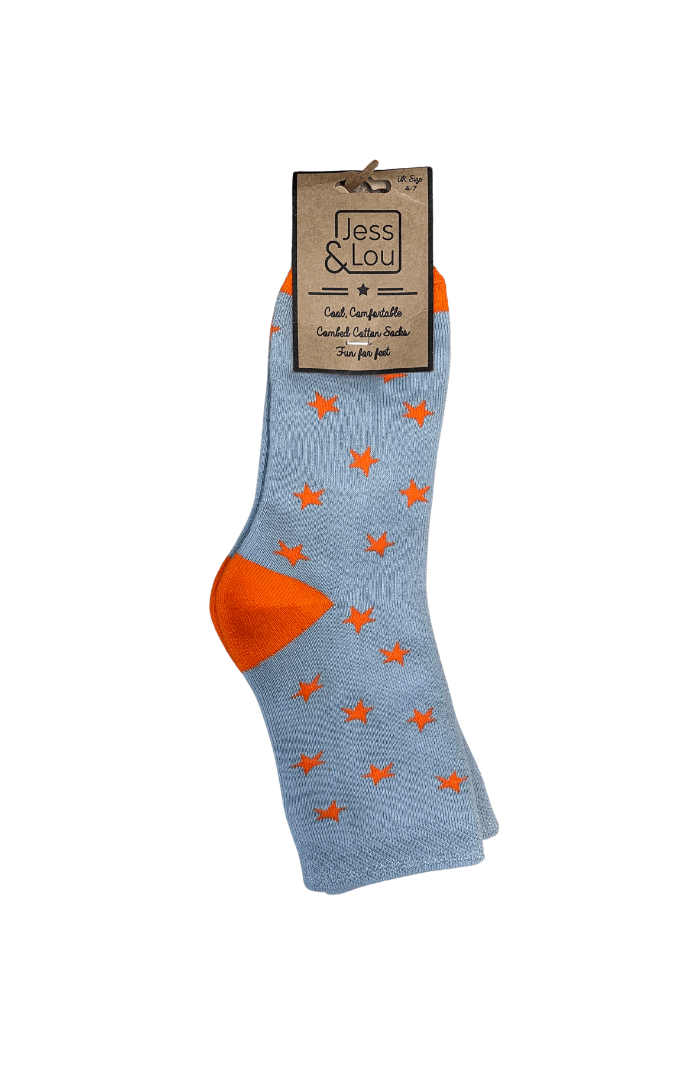 Jess & LouJess & Lou Cotton Vibrant SocksSocksOrange Stars - Blue Water Clothing