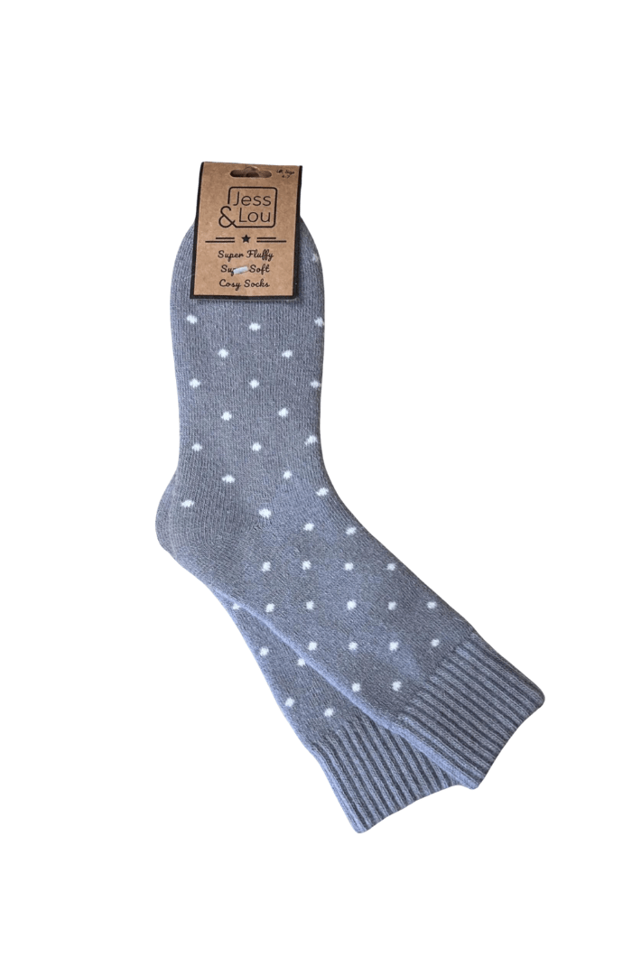 Jess & LouJess & Lou Delightful Dots Ribbed SocksAccessoriesGrey - Blue Water Clothing