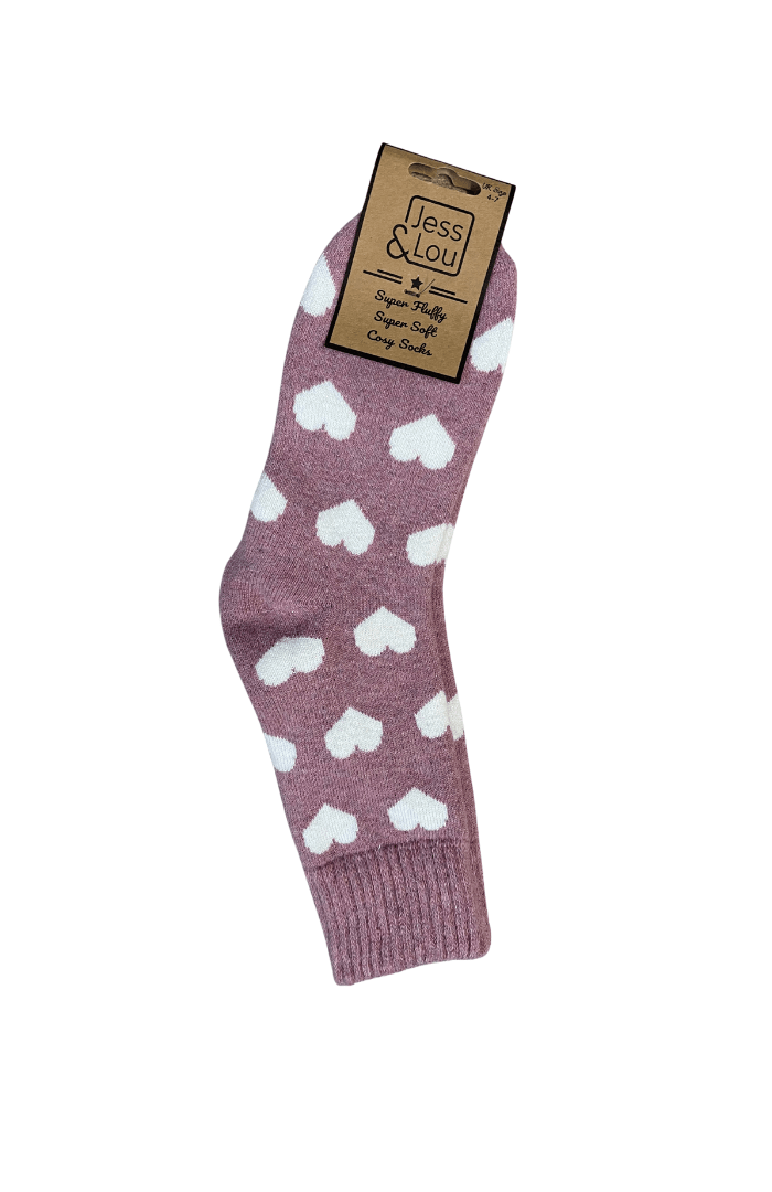 Jess & LouJess & Lou Happy Hearts Ribbed SocksSocksPink - Blue Water Clothing
