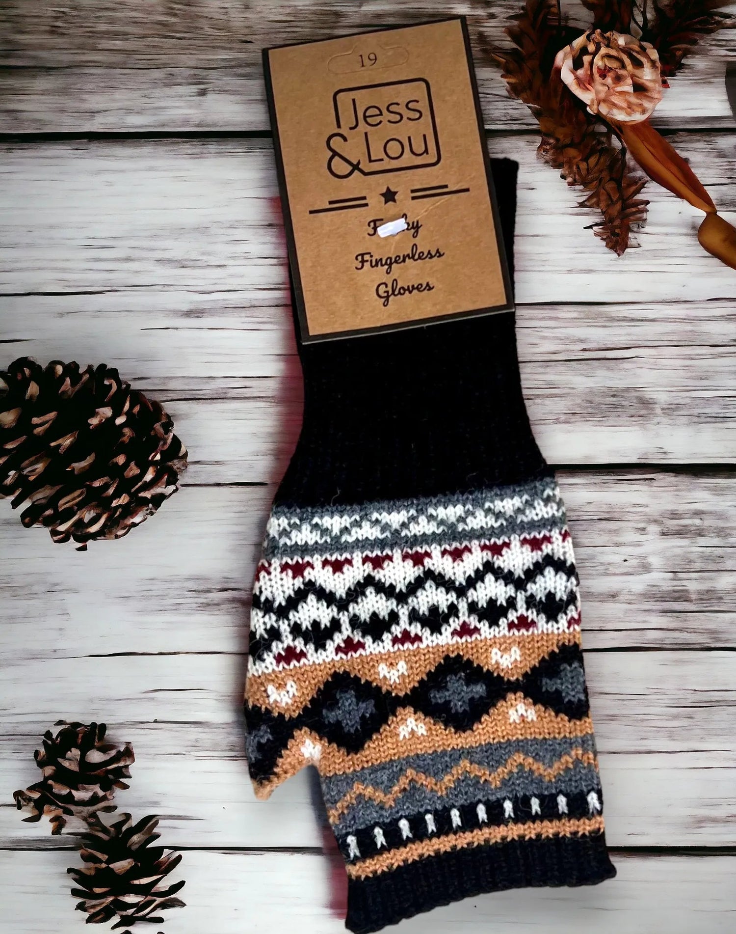 Jess & LouJess & Lou Nordic Fingerless Glove/Wrist WarmerAccessoriesBlack - Blue Water Clothing