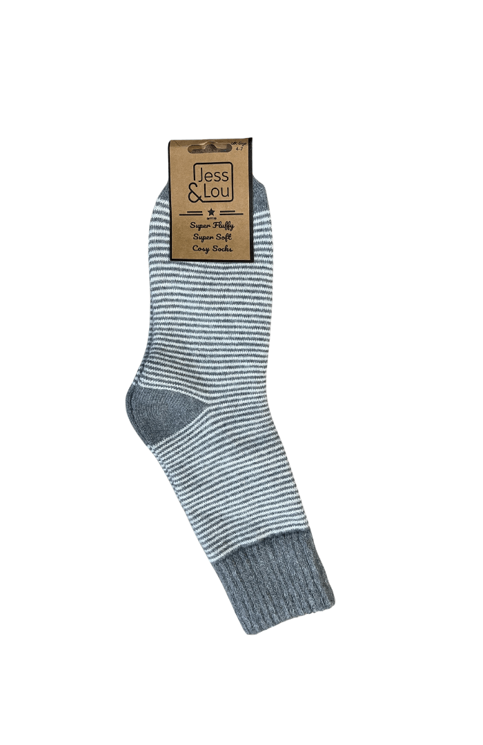 Jess & LouJess & Lou Sleek Stripe Ribbed SocksSocksGrey - Blue Water Clothing