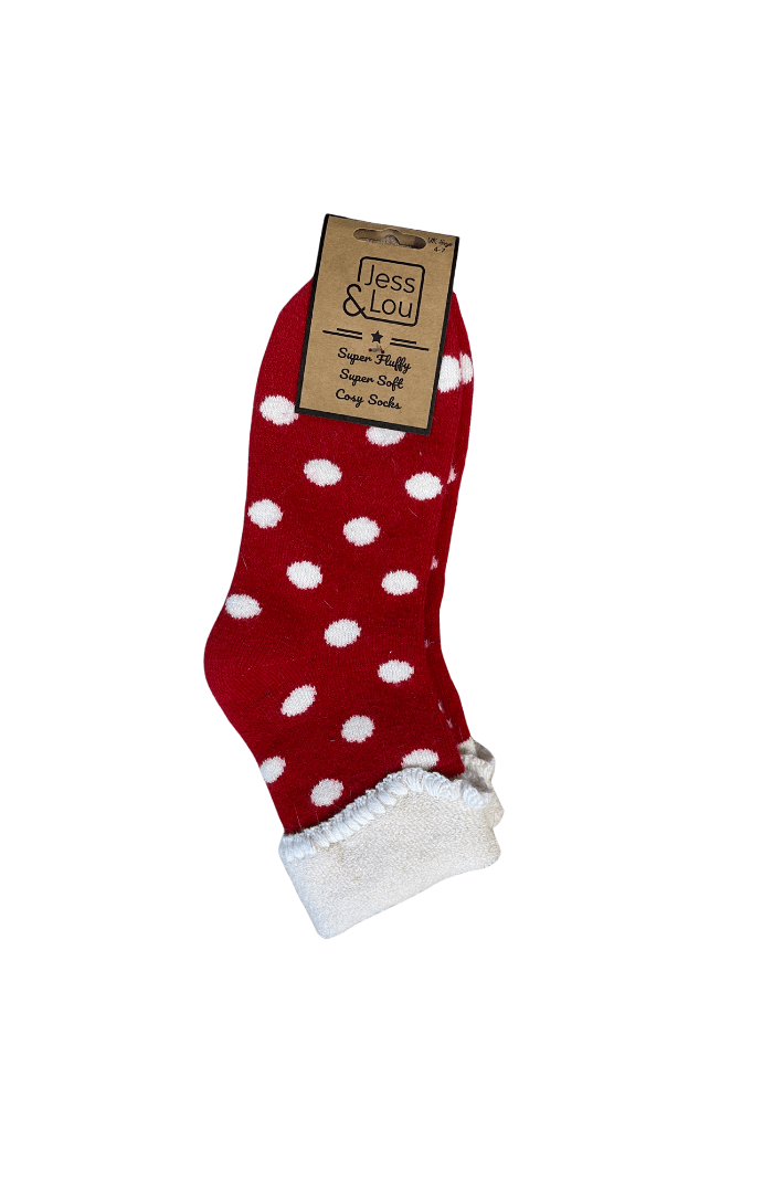 Jess & LouJess & Lou Splendid Spots Cosy Cuff SocksSocksRed - Blue Water Clothing