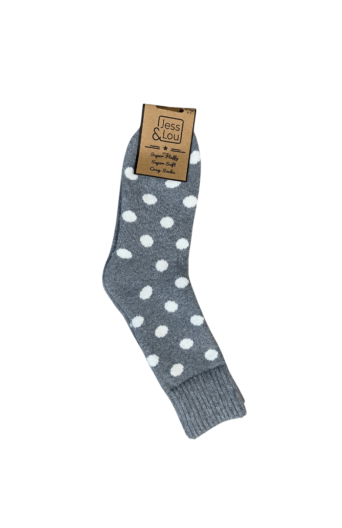 Jess & LouJess & Lou Splendid Spots Ribbed SocksSocksGrey - Blue Water Clothing