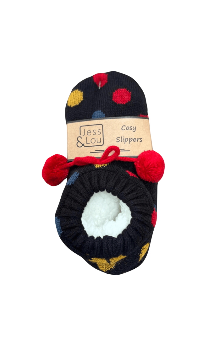 Jess & LouJess & Lou Splendid Spots Super Cosy Slipper SocksAccessoriesBlack - Blue Water Clothing