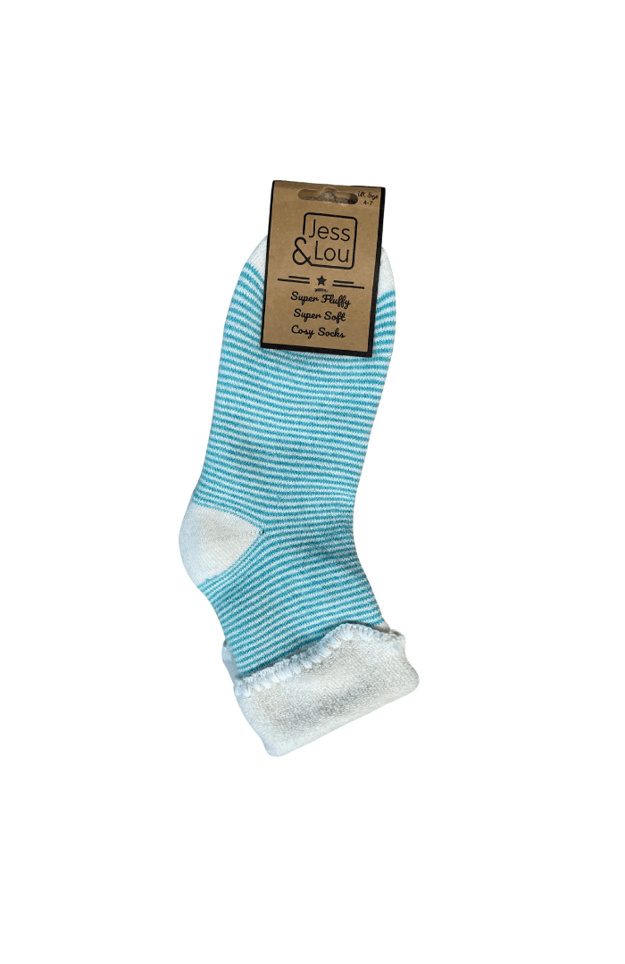 Jess & LouJess & Lou Striped Super Cosy Cuff SockSocksTeal - Blue Water Clothing