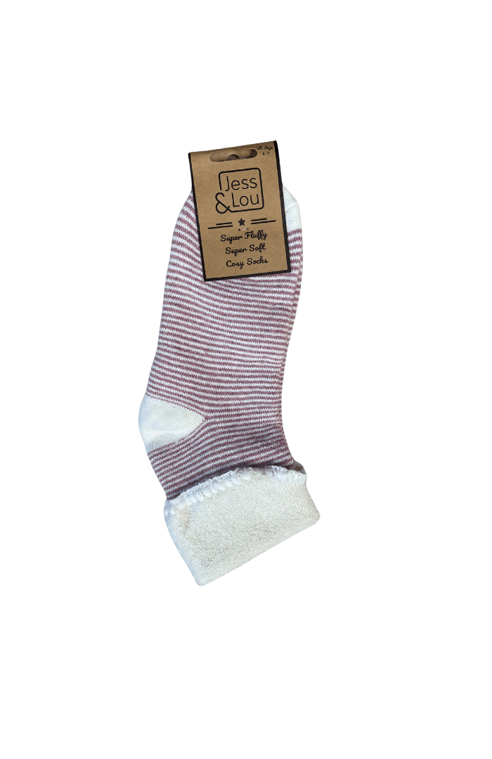 Jess & LouJess & Lou Striped Super Cosy Cuff SockSocksPink - Blue Water Clothing