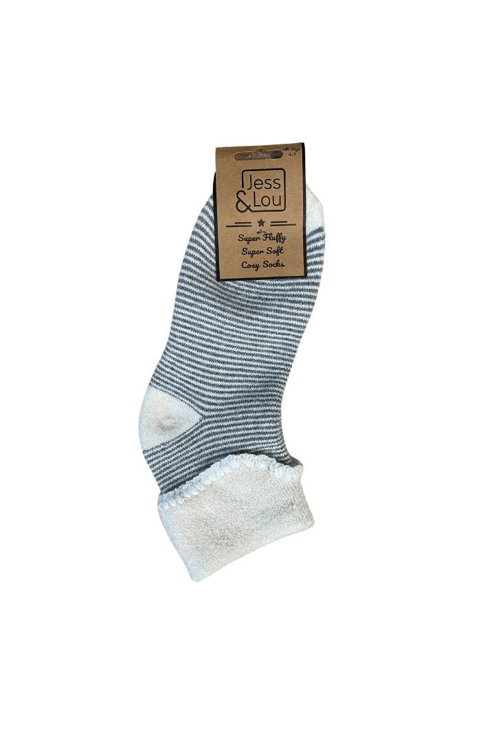 Jess & LouJess & Lou Striped Super Cosy Cuff SockSocksGrey - Blue Water Clothing