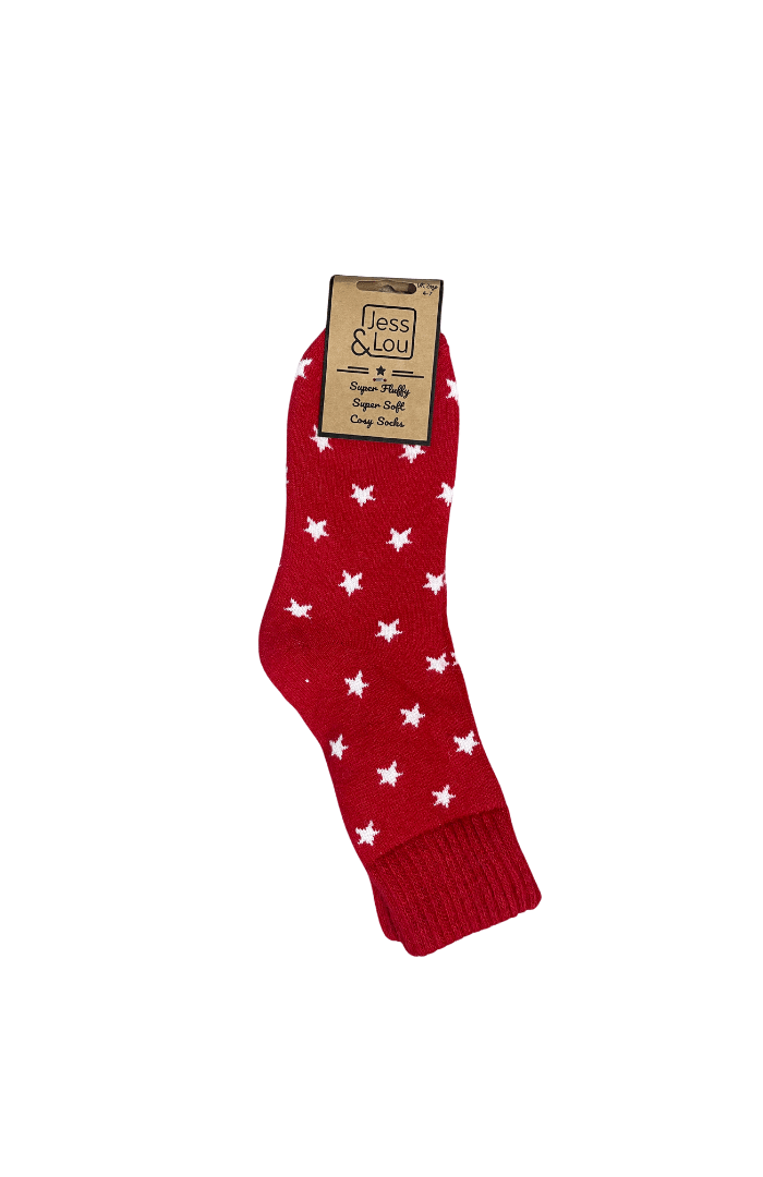 Jess & LouJess & Lou Stylish Stars Ribbed SocksSocksRed - Blue Water Clothing