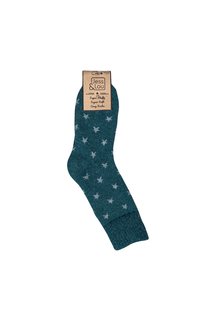 Jess & LouJess & Lou Stylish Stars Ribbed SocksSocksGreen - Blue Water Clothing