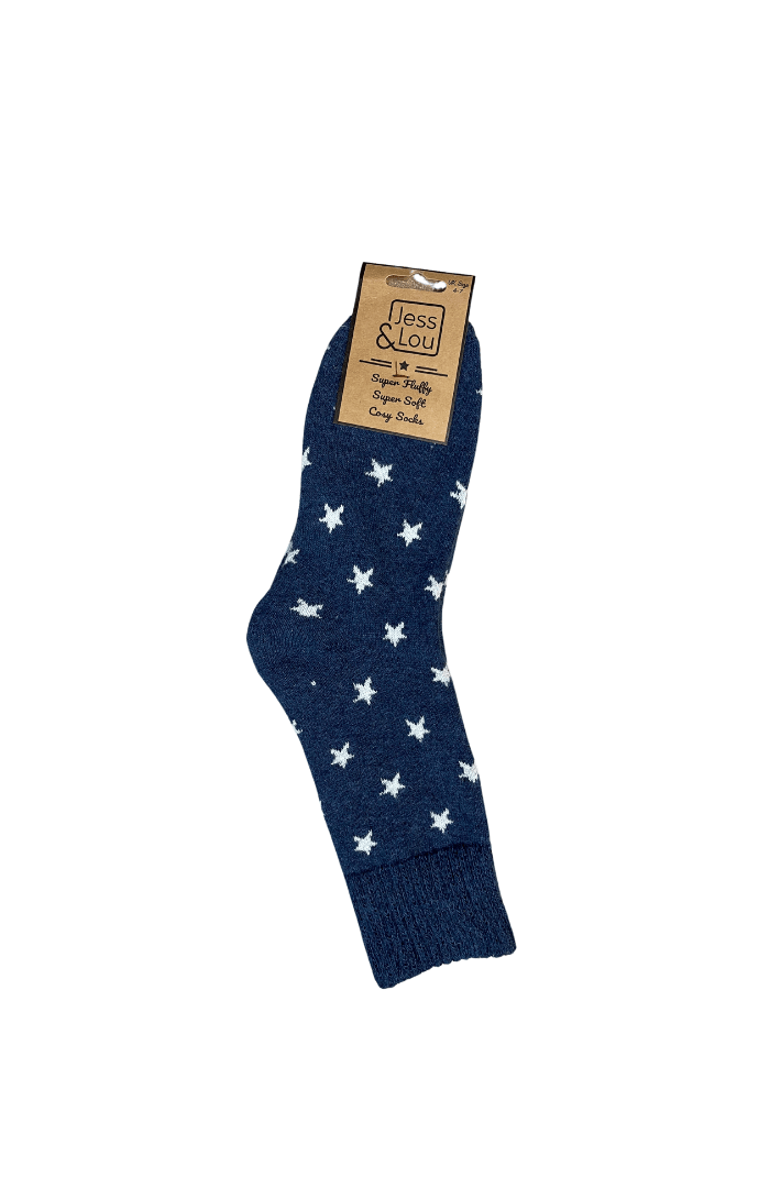 Jess & LouJess & Lou Stylish Stars Ribbed SocksSocksNavy - Blue Water Clothing