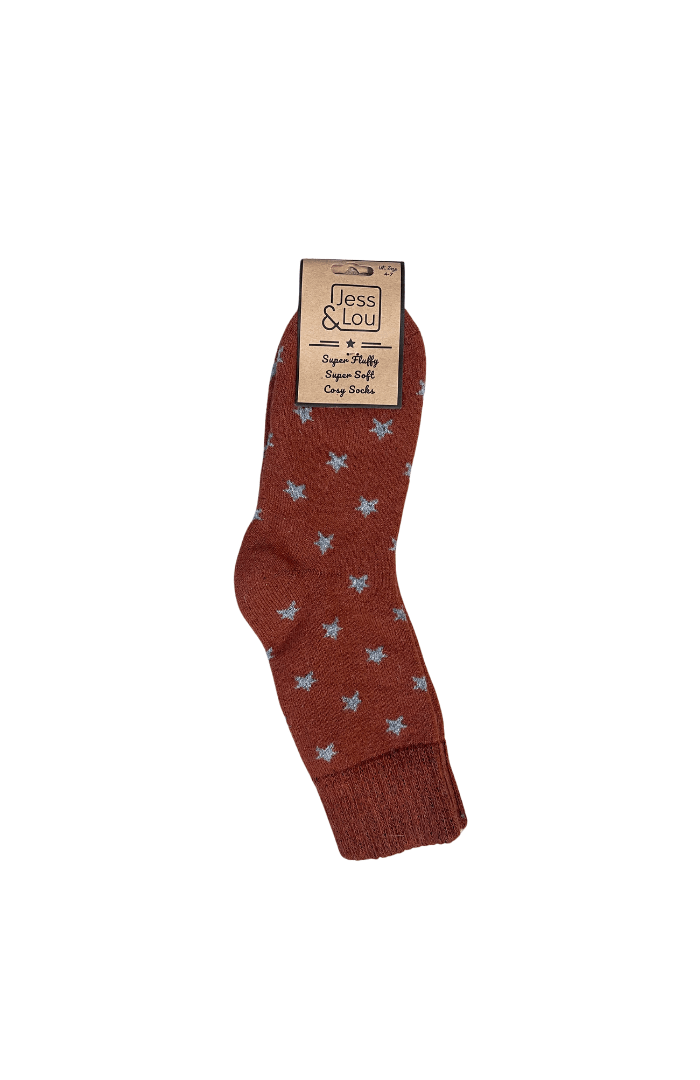 Jess & LouJess & Lou Stylish Stars Ribbed SocksSocksRust - Blue Water Clothing