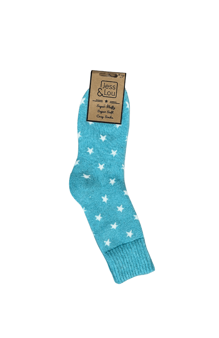 Jess & LouJess & Lou Stylish Stars Ribbed SocksSocksTeal - Blue Water Clothing