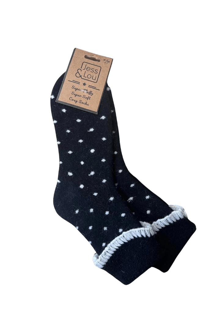 Jess & LouJess & Lou Super Cosy Dotty Cuff SocksAccessoriesBlack - Blue Water Clothing