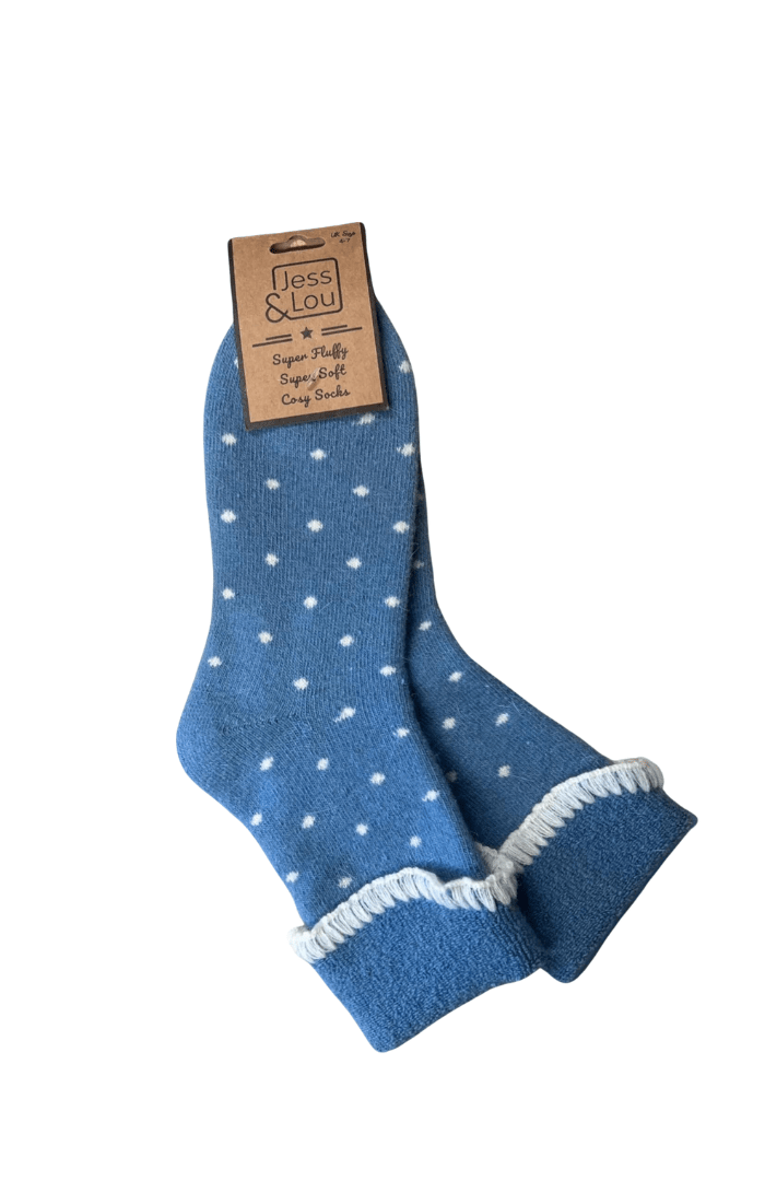 Jess & LouJess & Lou Super Cosy Dotty Cuff SocksAccessoriesCornflower - Blue Water Clothing
