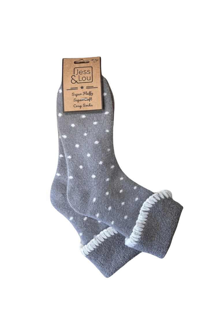 Jess & LouJess & Lou Super Cosy Dotty Cuff SocksAccessoriesGrey - Blue Water Clothing