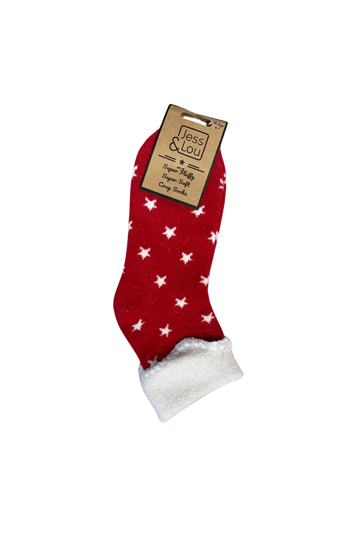 Jess & LouJess & Lou Super Star Super Cosy Cuff SocksSocksRed - Blue Water Clothing