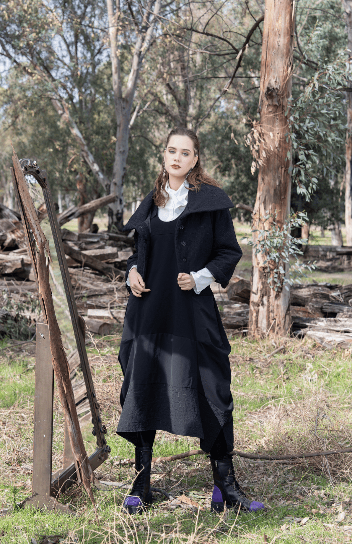 LuukaaLarge Collar Woven JacketClothingBlack - Blue Water Clothing