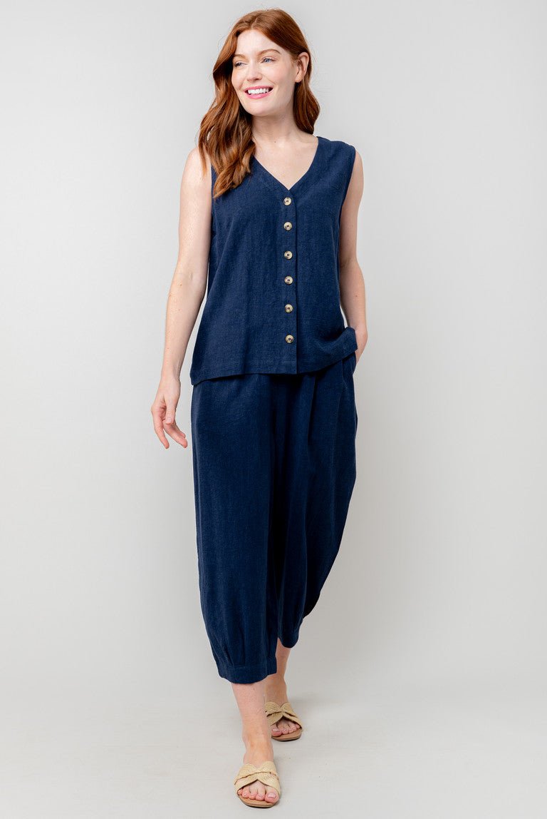 Lily & MeLily & Me Sail Trouser Plain LinenClothingNavy - Blue Water Clothing