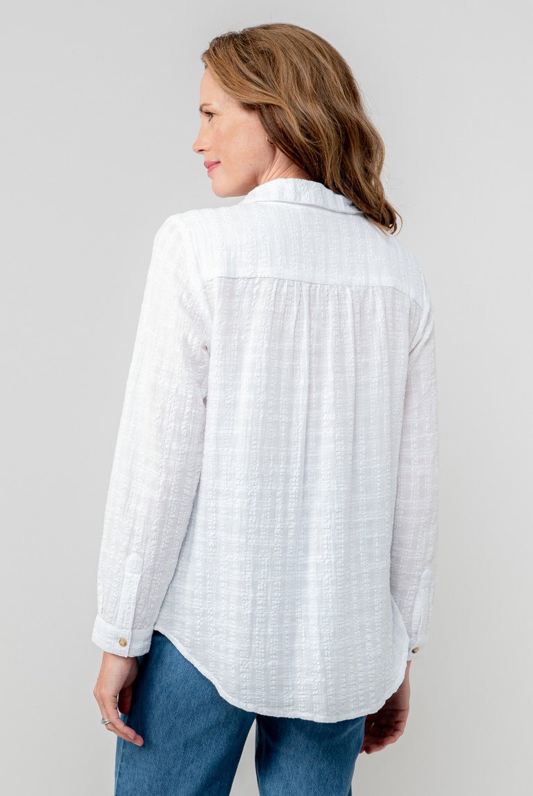 Lily & MeLily & Me Savannah Textured Seersucker ShirtClothingWhite - Blue Water Clothing