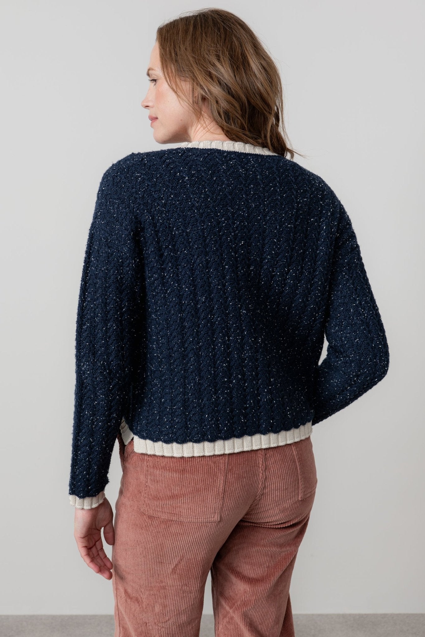 Lily & MeLily And Me Adelia Cardi Fleck KnitTopsEcru Navy - Blue Water Clothing