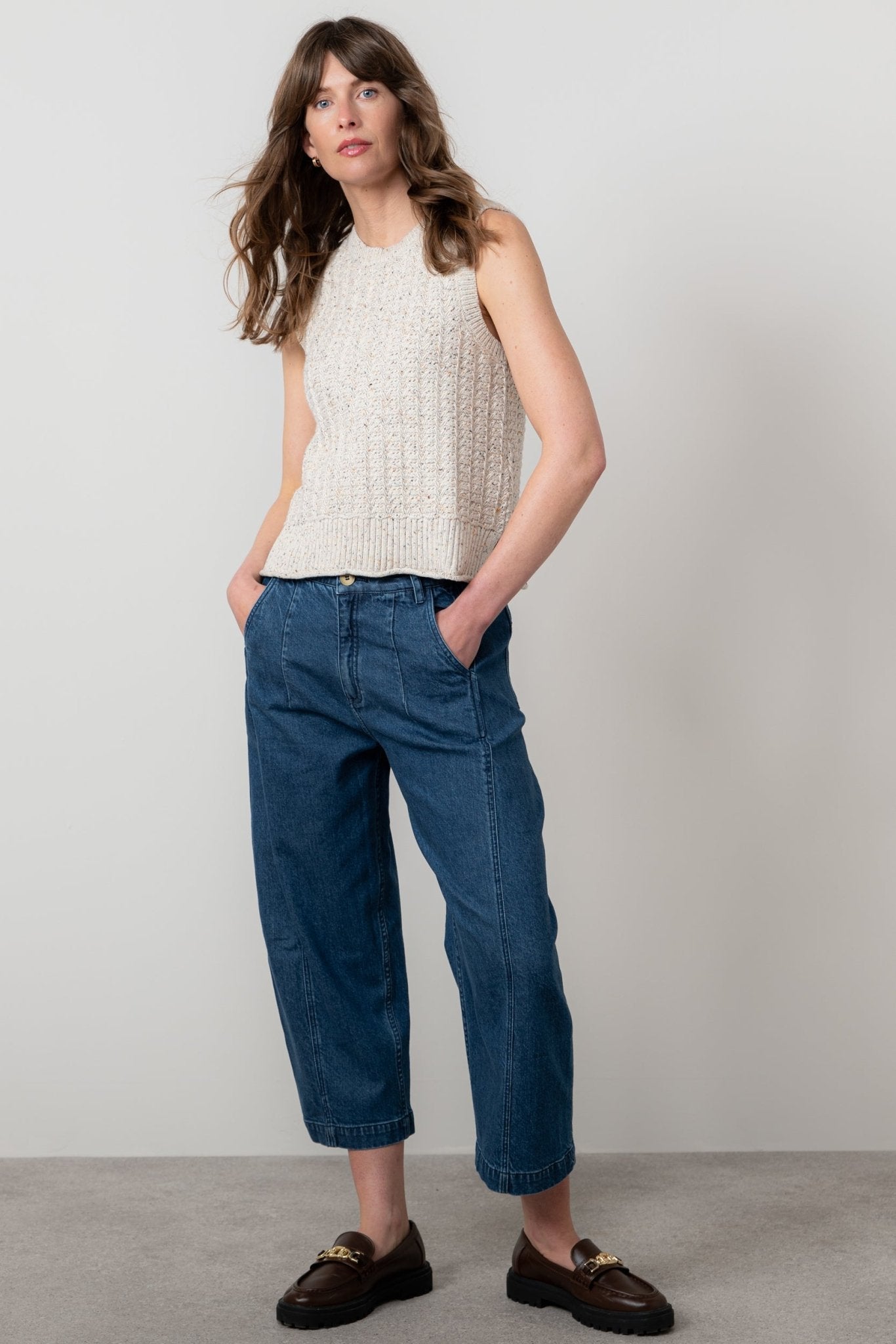 Lily & MeLily And Me Eva Tank Fleck KnitTopsNavy - Blue Water Clothing