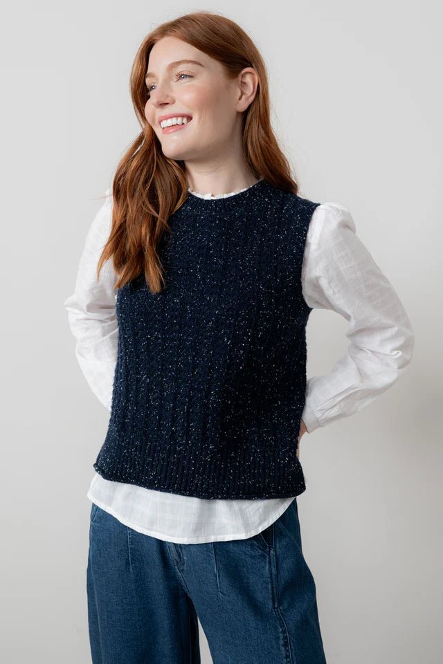 Lily & MeLily And Me Eva Tank Fleck KnitTopsNavy - Blue Water Clothing