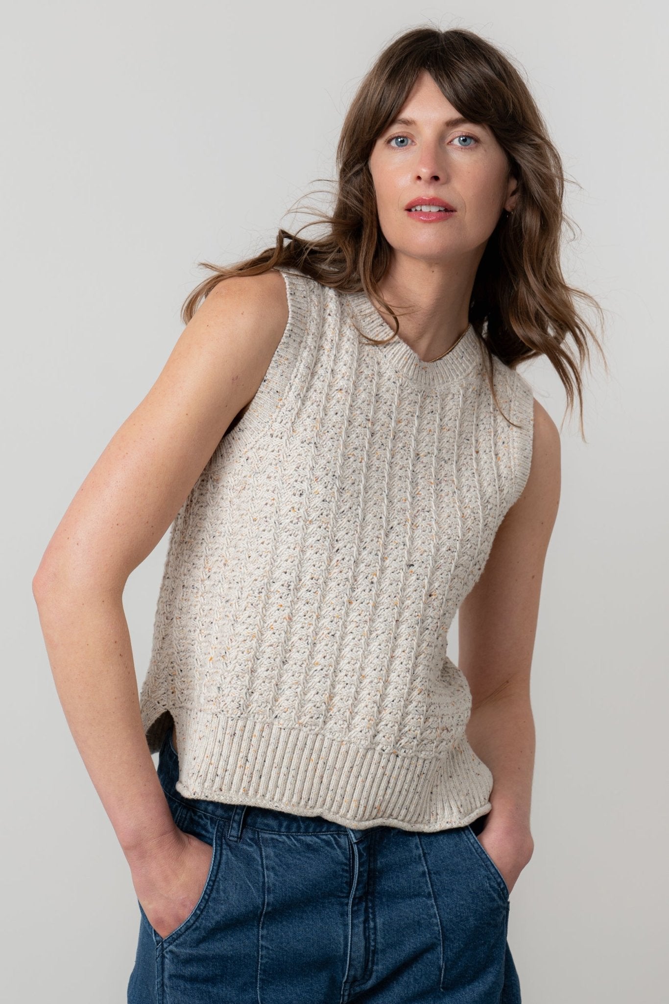 Lily & MeLily And Me Eva Tank Fleck KnitTopsEcru - Blue Water Clothing