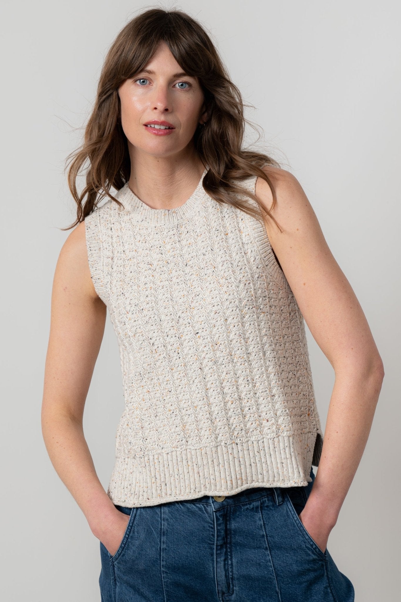 Lily & MeLily And Me Eva Tank Fleck KnitTopsEcru - Blue Water Clothing