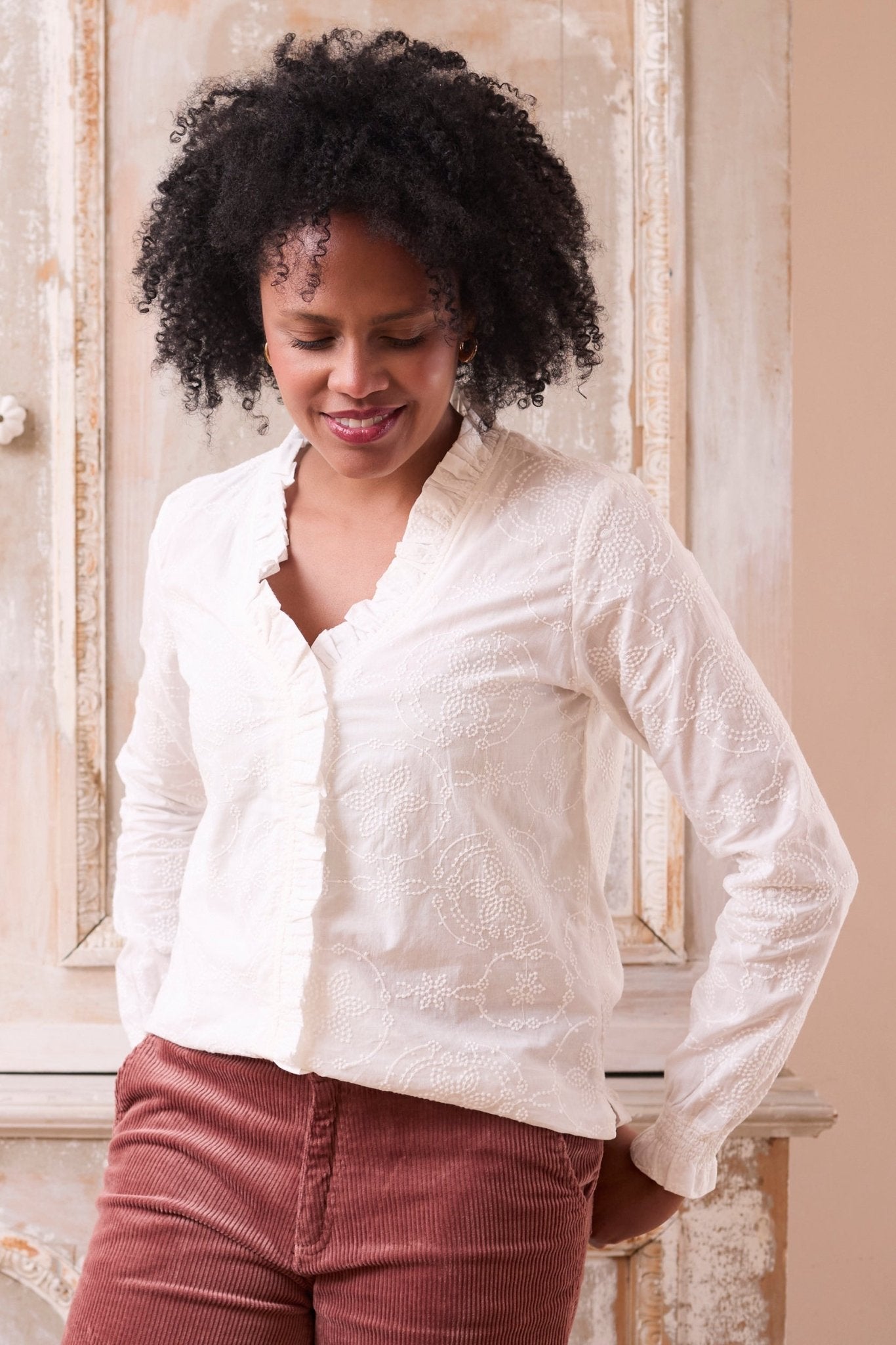 Lily & MeLily And Me Kit Ruffle Blouse Embroidered WhiteTopsWhite - Blue Water Clothing